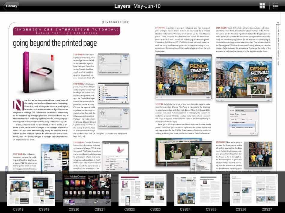 Layers Magazine in Zinio - Double Page with Thumbnails