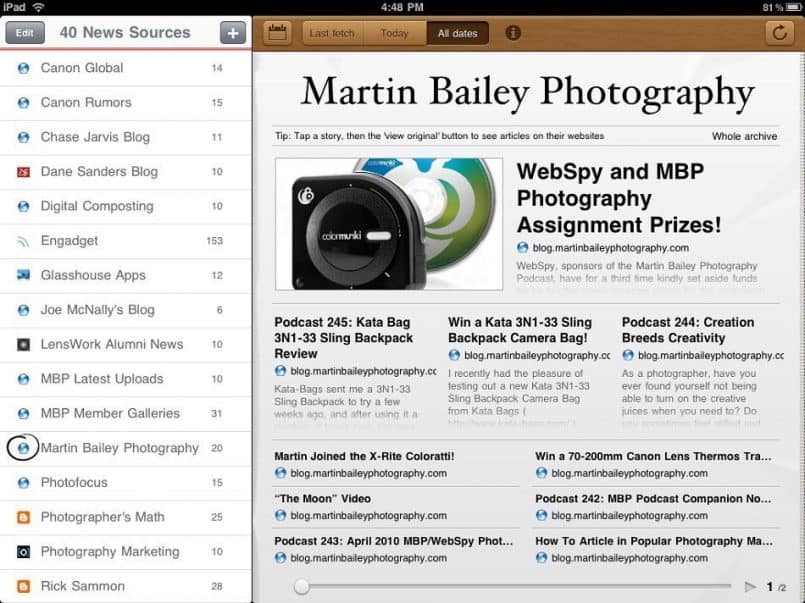 MBP Blog in Early Edition RSS Reader