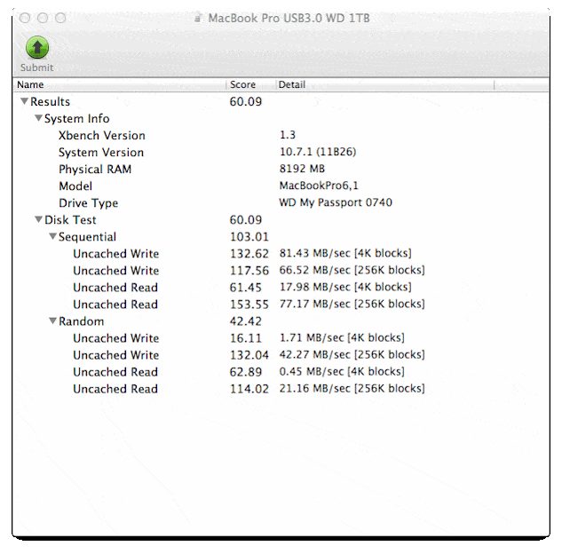 MacBook Pro USB3.0 WD 1TB in USB3 Port