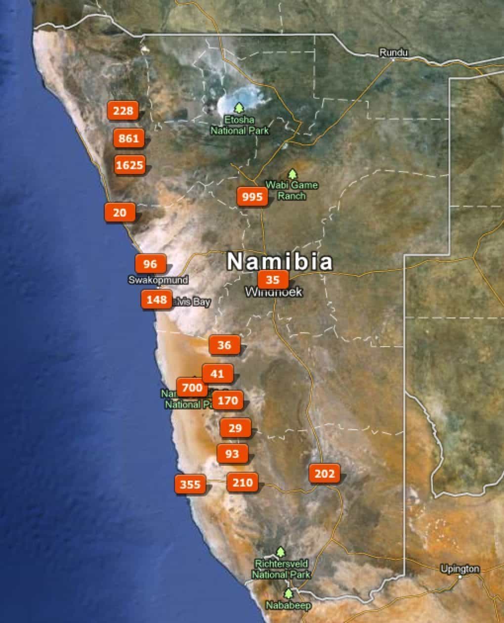 Namibia Trip Map