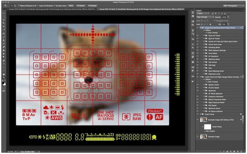 Click for Canon EOS 7D Mark II Viewfinder Mockup Tool Information