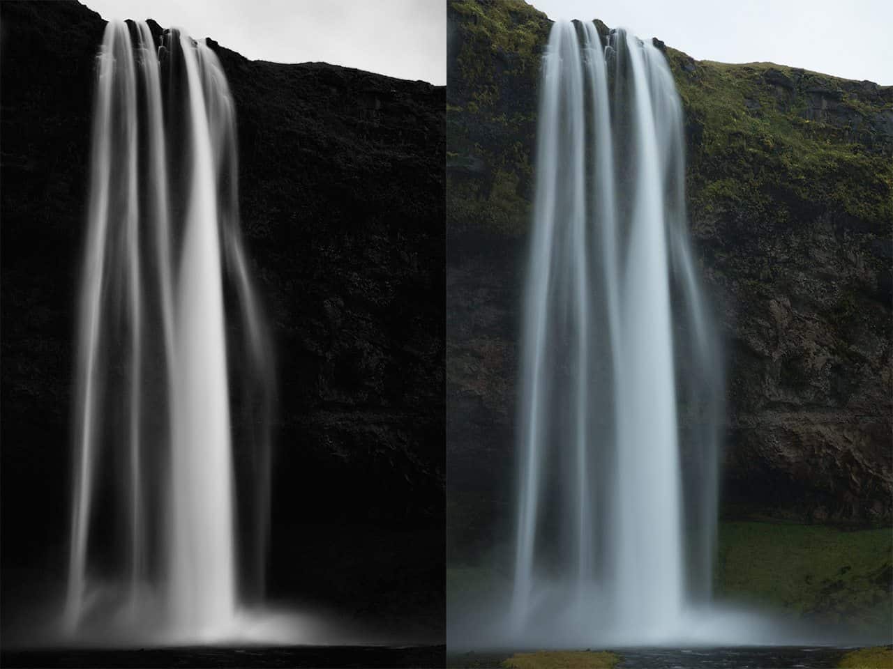 Seljalandsfoss Waterfall - Both Versions