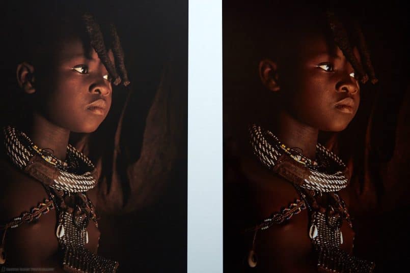 Himba Girl on Pura Bagasse Smooth (left) and Vibrance Metallic (right)