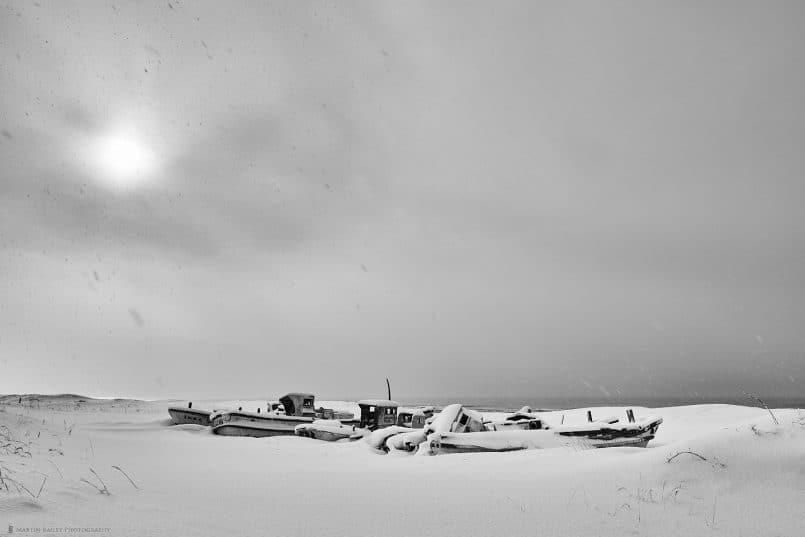 Boat Graveyard in Heavy Snow