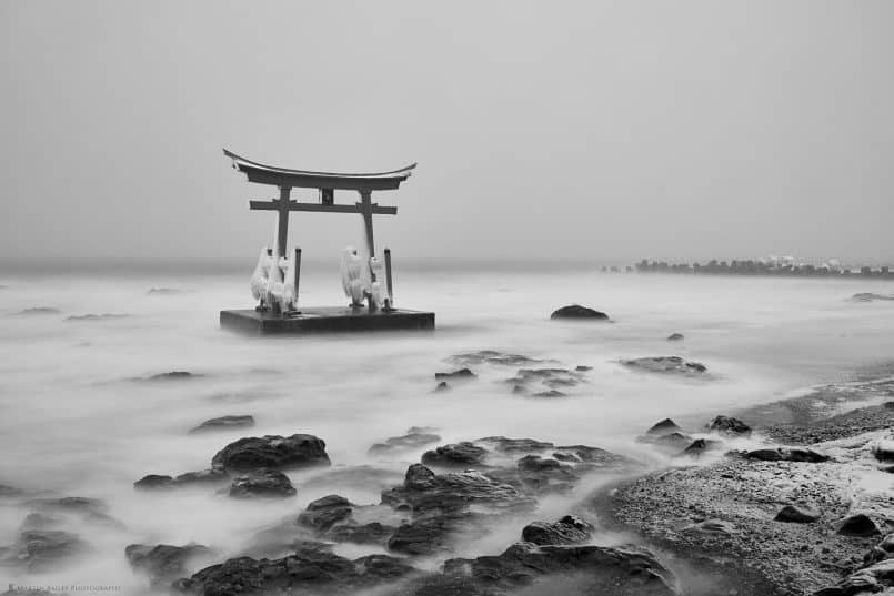 Konpira Shrine Torii and Icy Beach