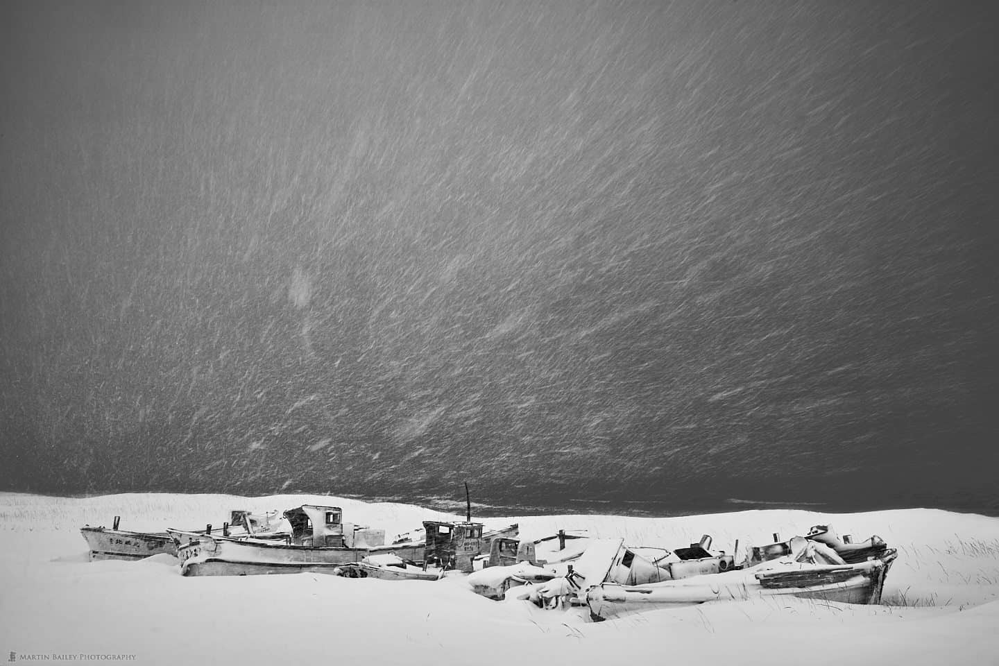 Boat Graveyard in Driving Snow