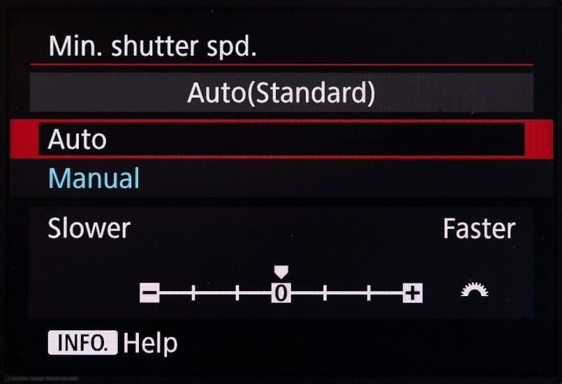 Canon EOS 5Ds R Minimum Shutter Speed - Auto