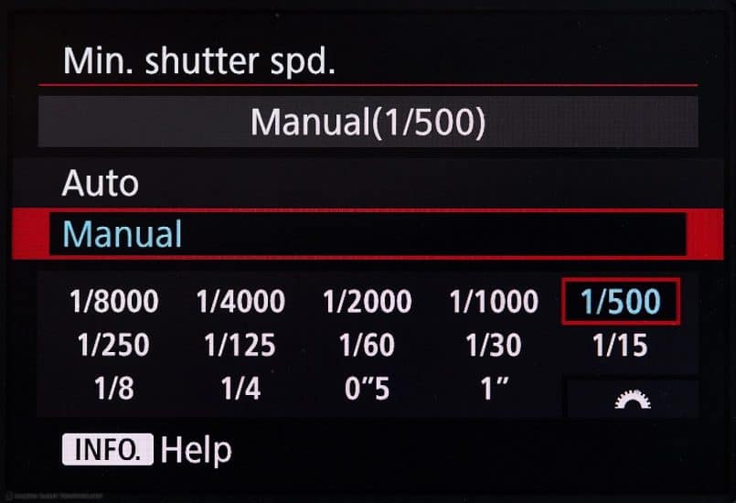 Canon EOS 5Ds R Minimum Shutter Speed