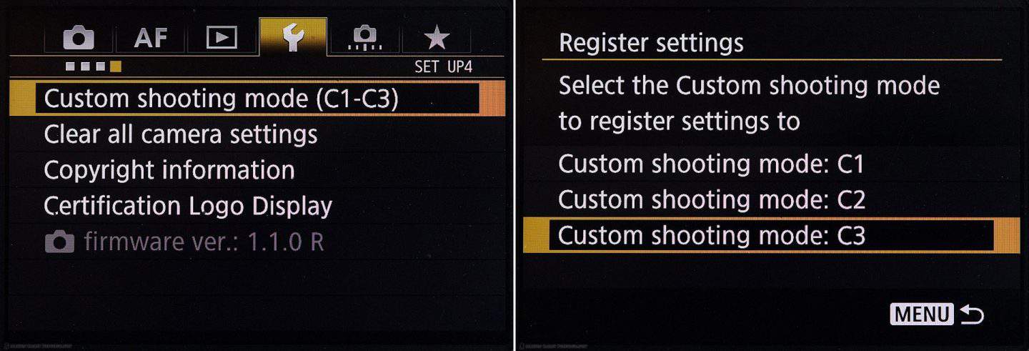 Canon EOS 5Ds R Registering Custom Settings