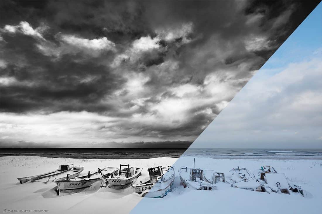 Boat Graveyard with Big Sky - Before / After