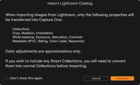 Import Lightroom Catalog Dialog