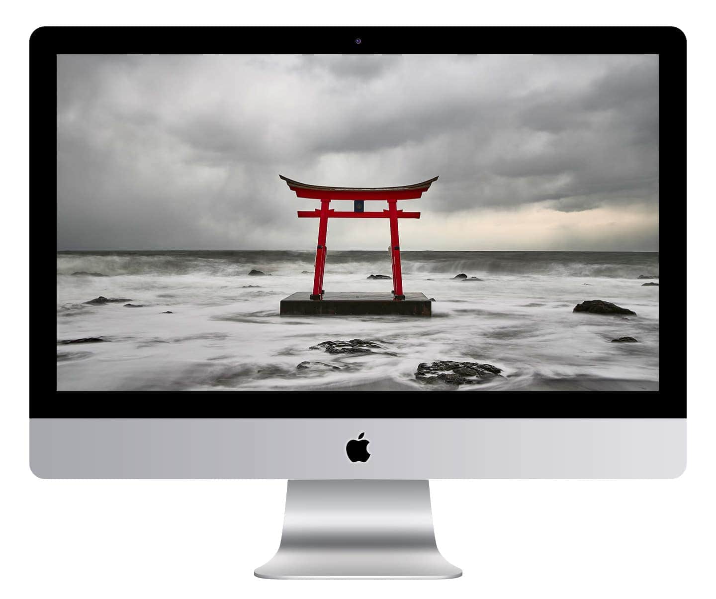 Torii Gate with Snow Clouds Wallpaper