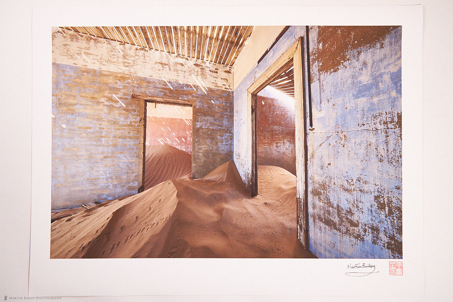 Kolmanskop Blue Sand-Filled Room Print on Belgian Linen