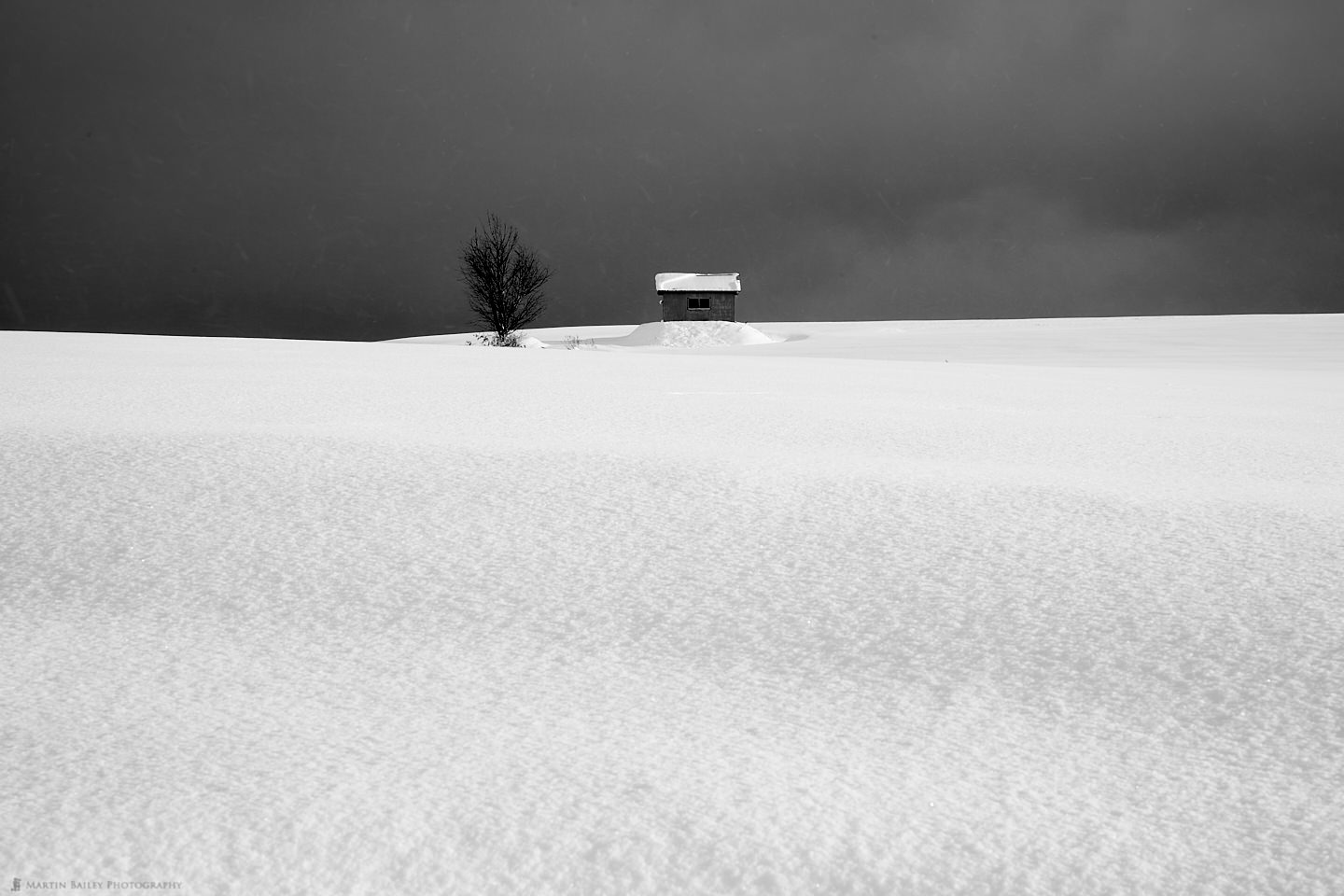 Hut and Tree on Hill