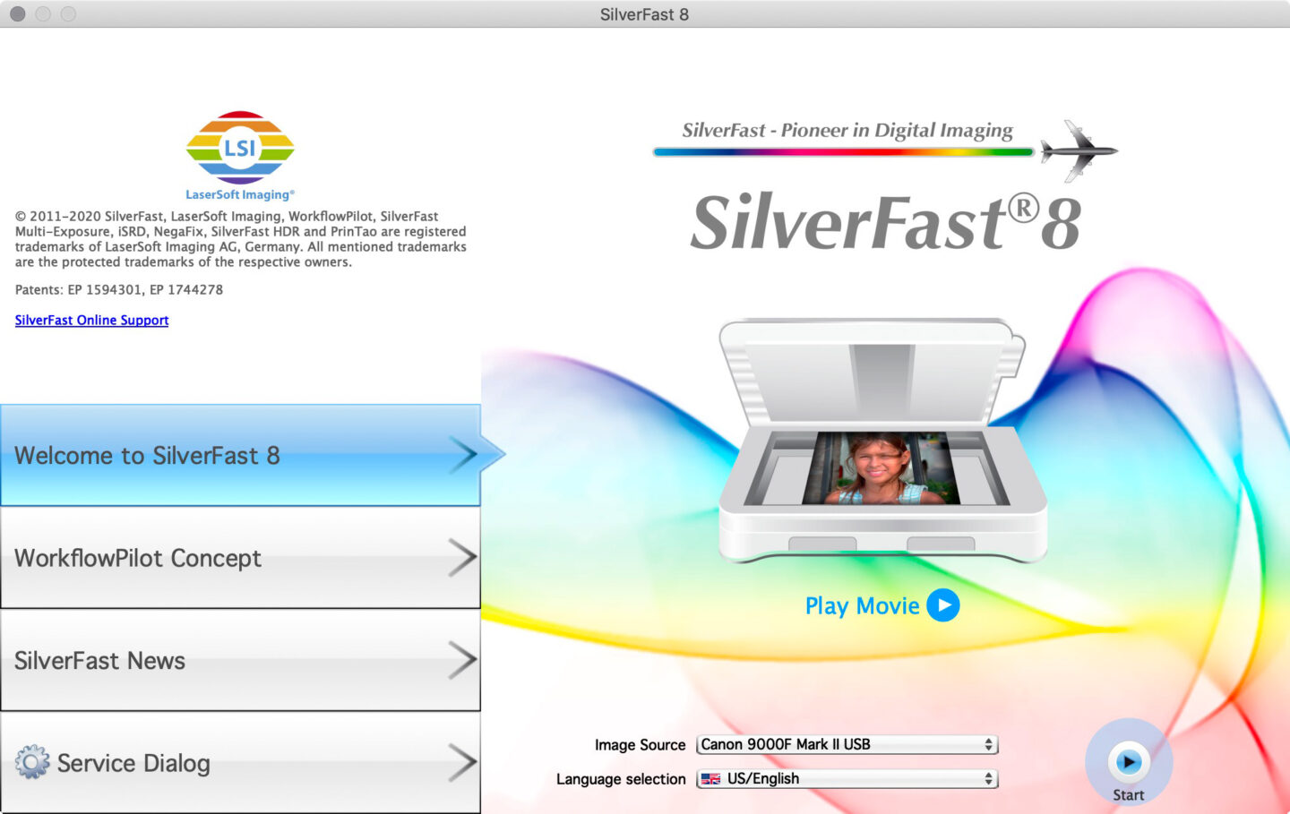 SilverFast Startup Screen