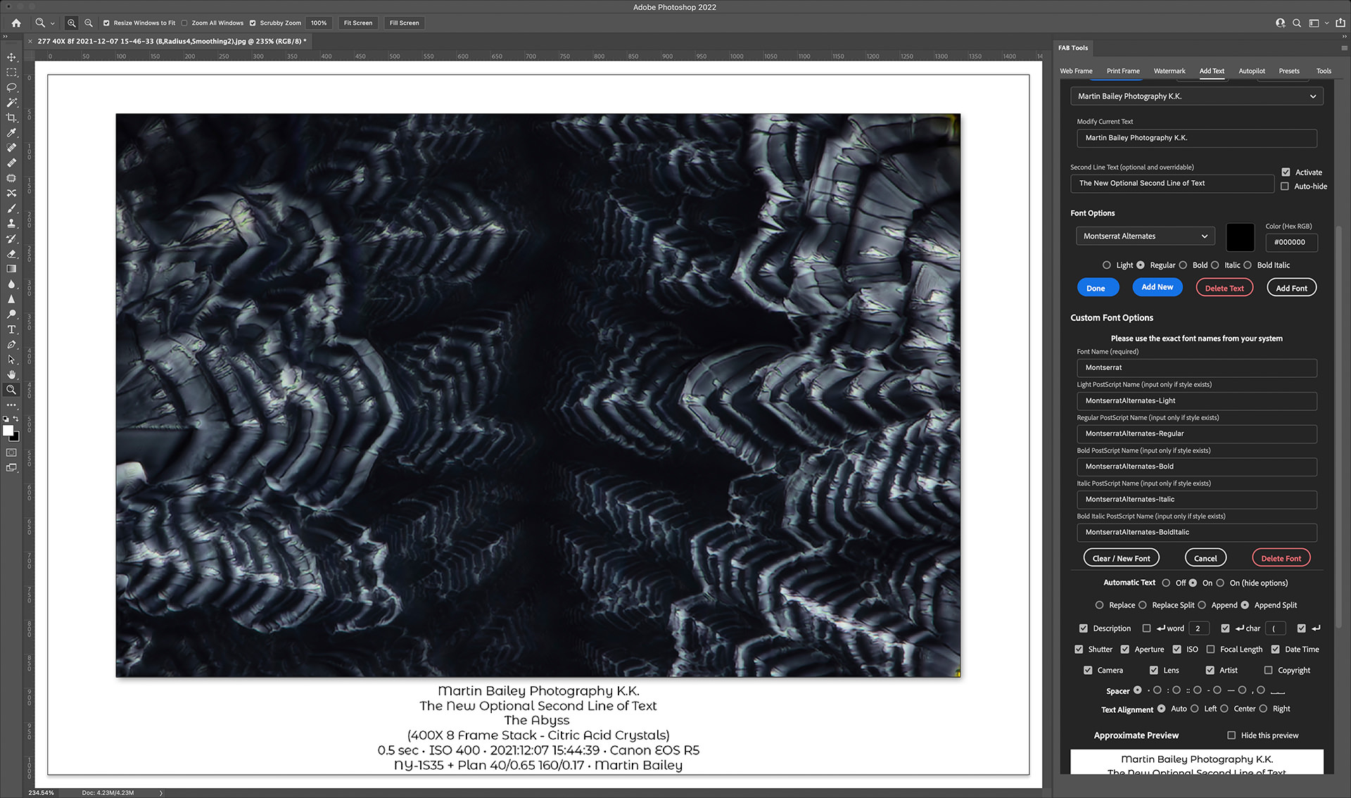 New Text Watermark Features in MBP FAB Tools for Adobe Photoshop (Podcast 763)